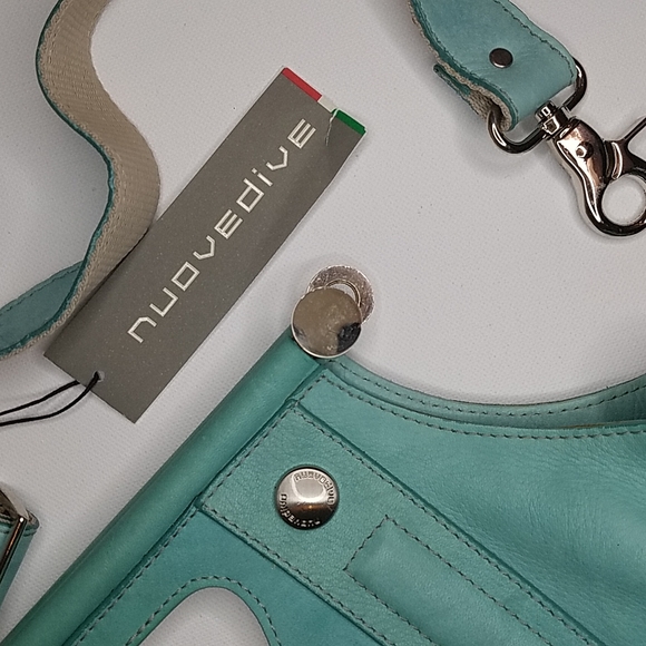 Nuovedive NWT Aqua Leather Handle Purse with detachable cross body straps - Picture 2 of 12